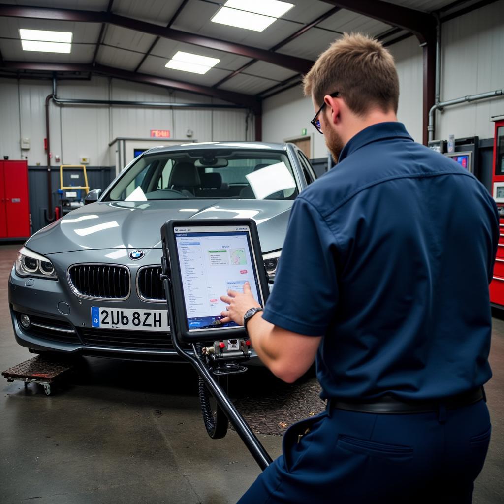 Car Undergoing MOT Test Near Birmingham