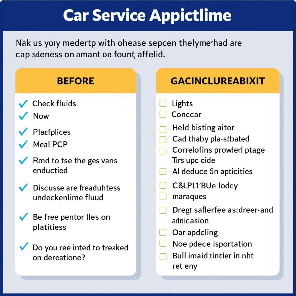 Car Service Appointment Checklist