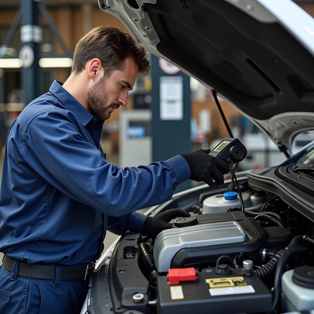 Mechanic Checking Engine in Barton Hill Car Service