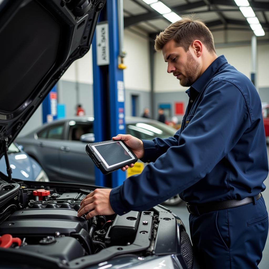 Car Service Bletchley: Mechanic Inspecting a Vehicle in a Garage