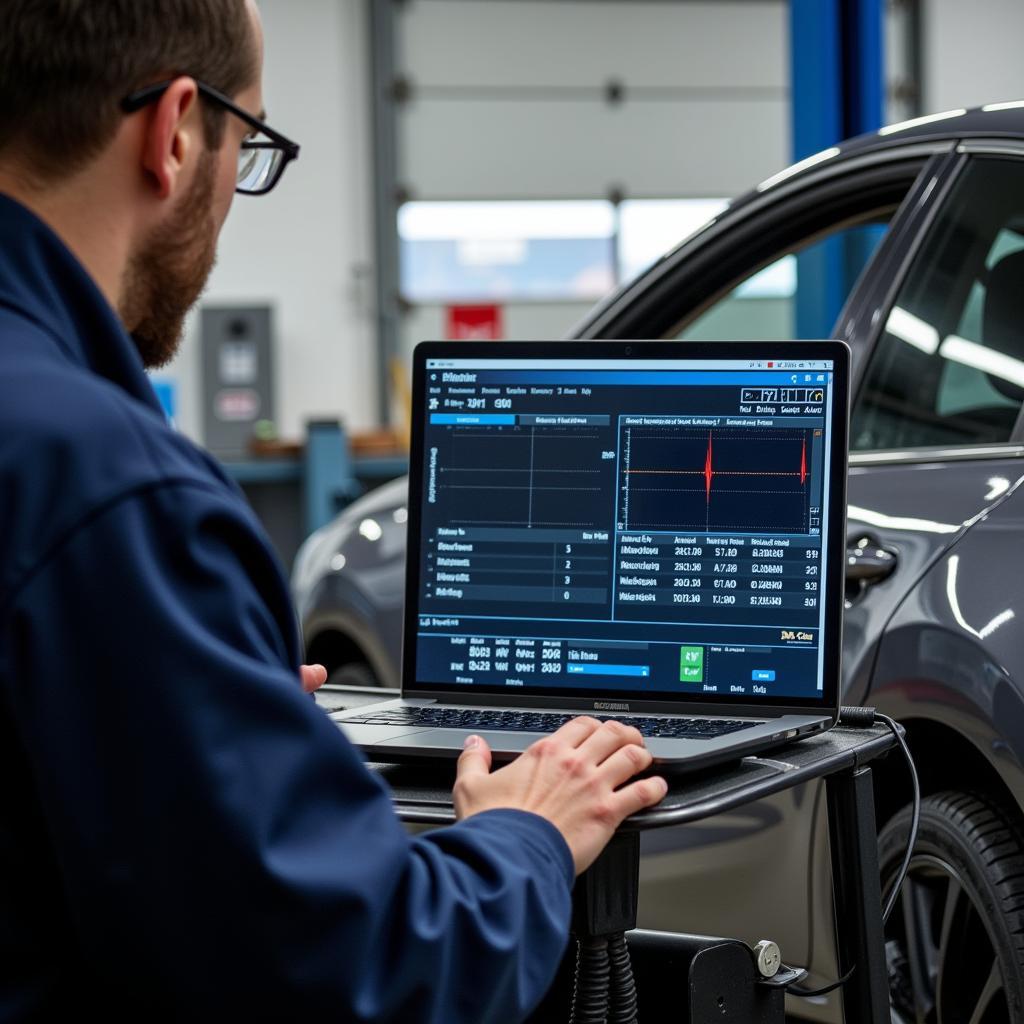 Car Service Bodmin: Diagnostic test being performed on a vehicle.