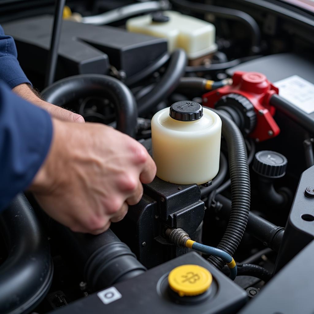 Mechanic checking the cooling system of a car in Bonita Springs