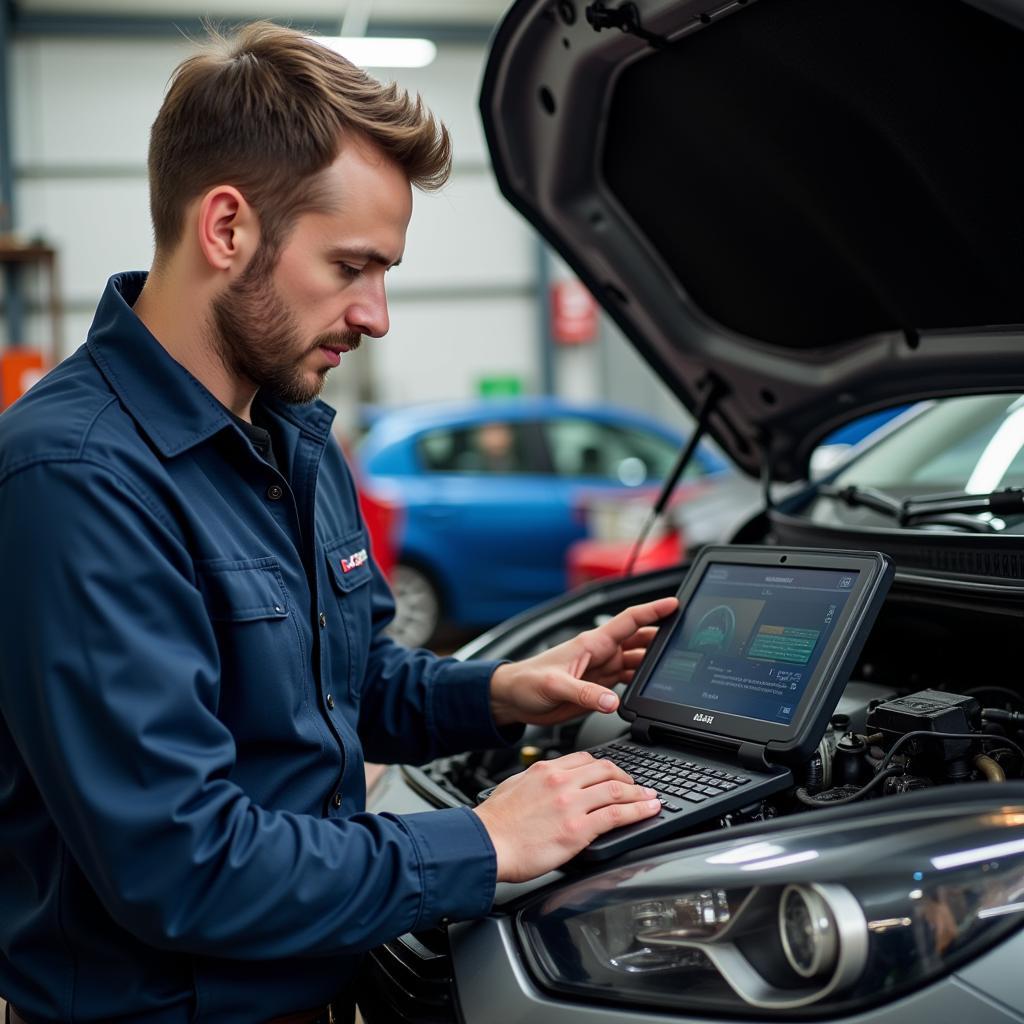 Mechanic Performing Diagnostics in Bridgnorth