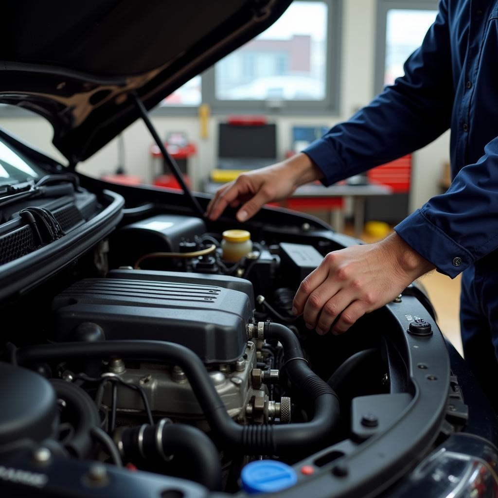 Mechanic Working on a Car in Bristol RI