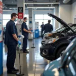 Car service center implementing COVID-19 safety measures