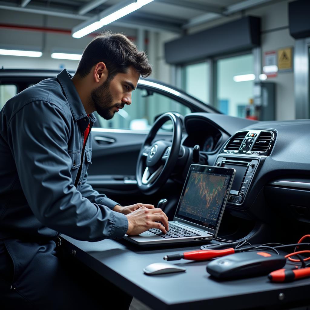 Modern Diagnostic Equipment at Car Service Center in Udyog Vihar