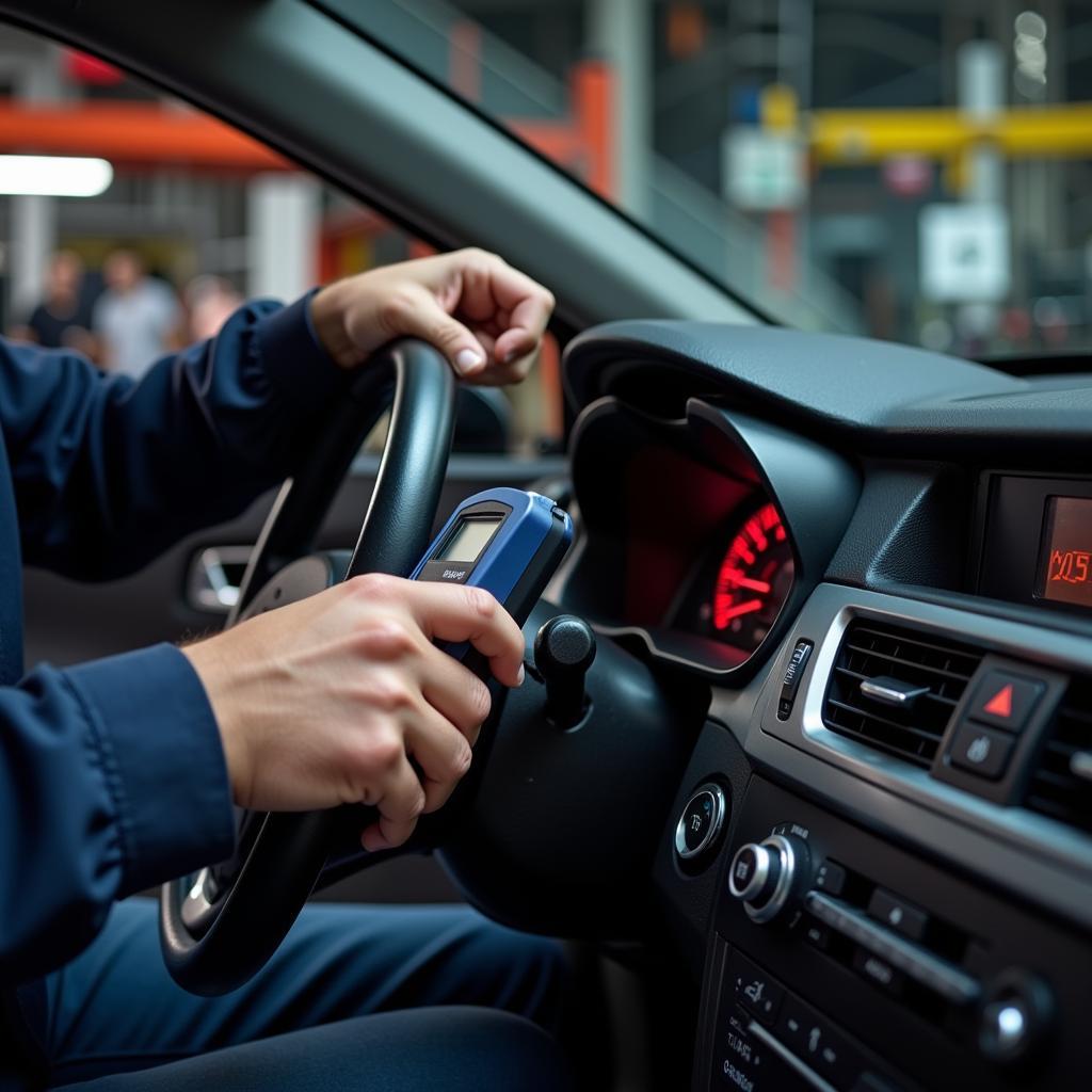 Checking the Engine Light During Car Service