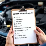 Car service checklist showing essential maintenance tasks