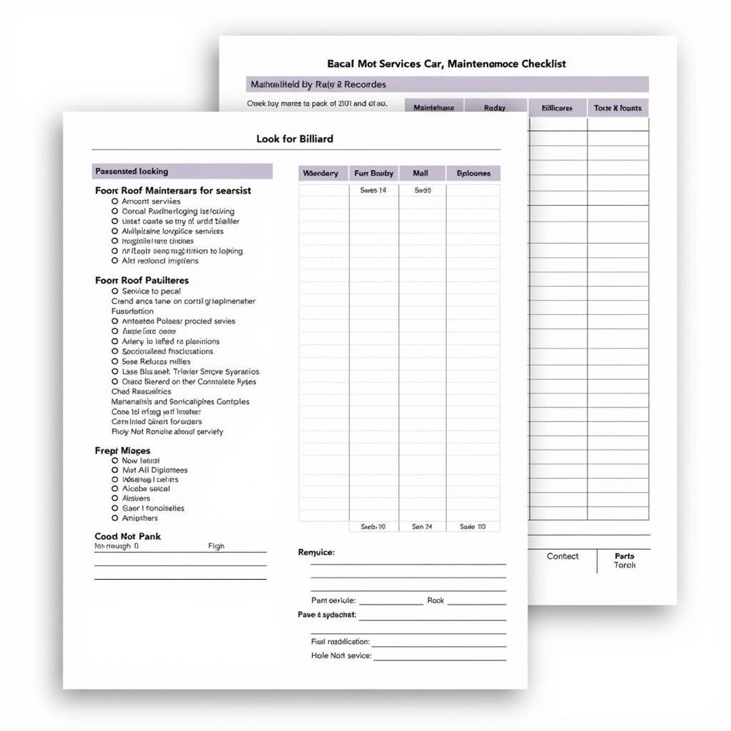 Car Service Checklist and Maintenance Record