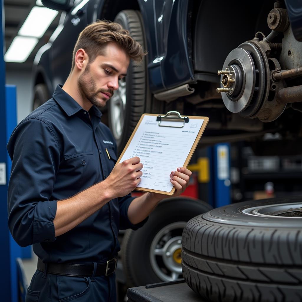 Car service checklist and inspection process