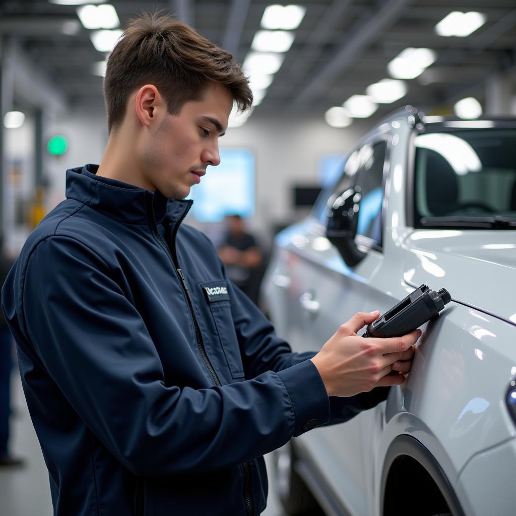 Car Service College Graduate Using Diagnostic Tool