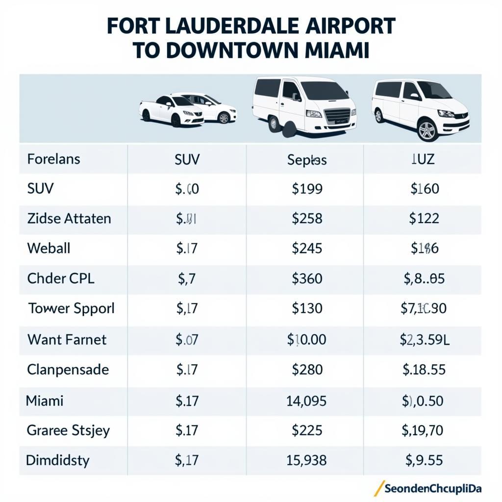 Comparing car service costs from FLL to Miami