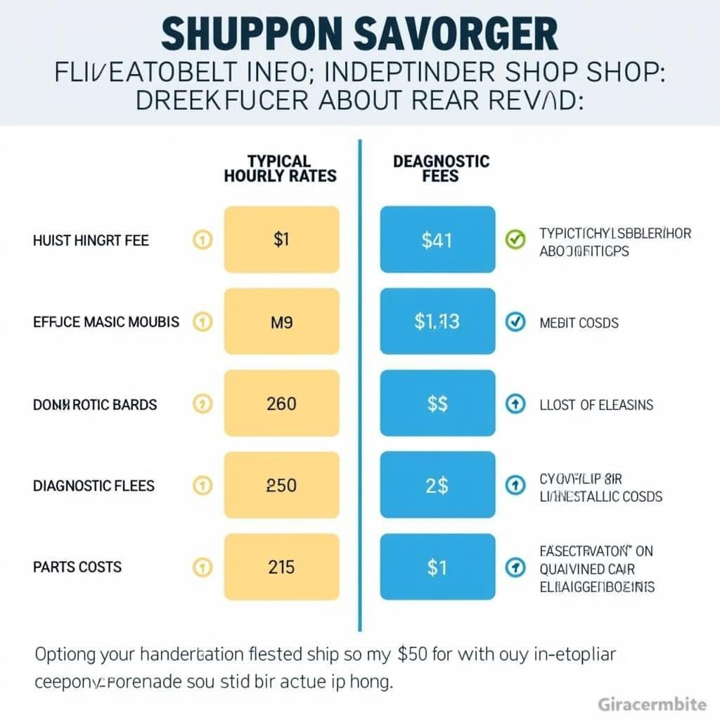 Comparison chart of car service costs between dealerships and independent shops.