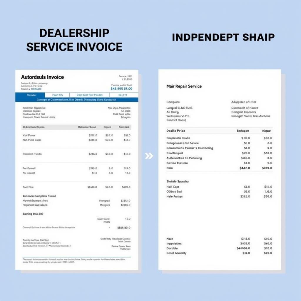 Comparing car service costs between dealerships and independent shops