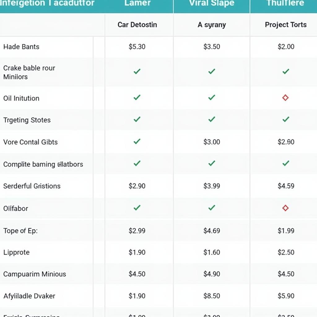 Car service cost comparison chart