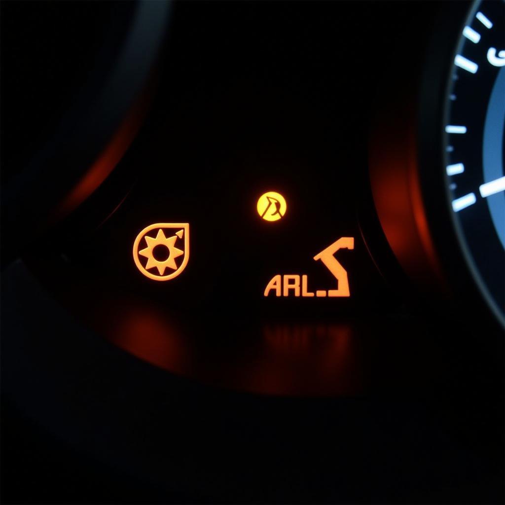 Car Dashboard Warning Lights Indicating Service Needed