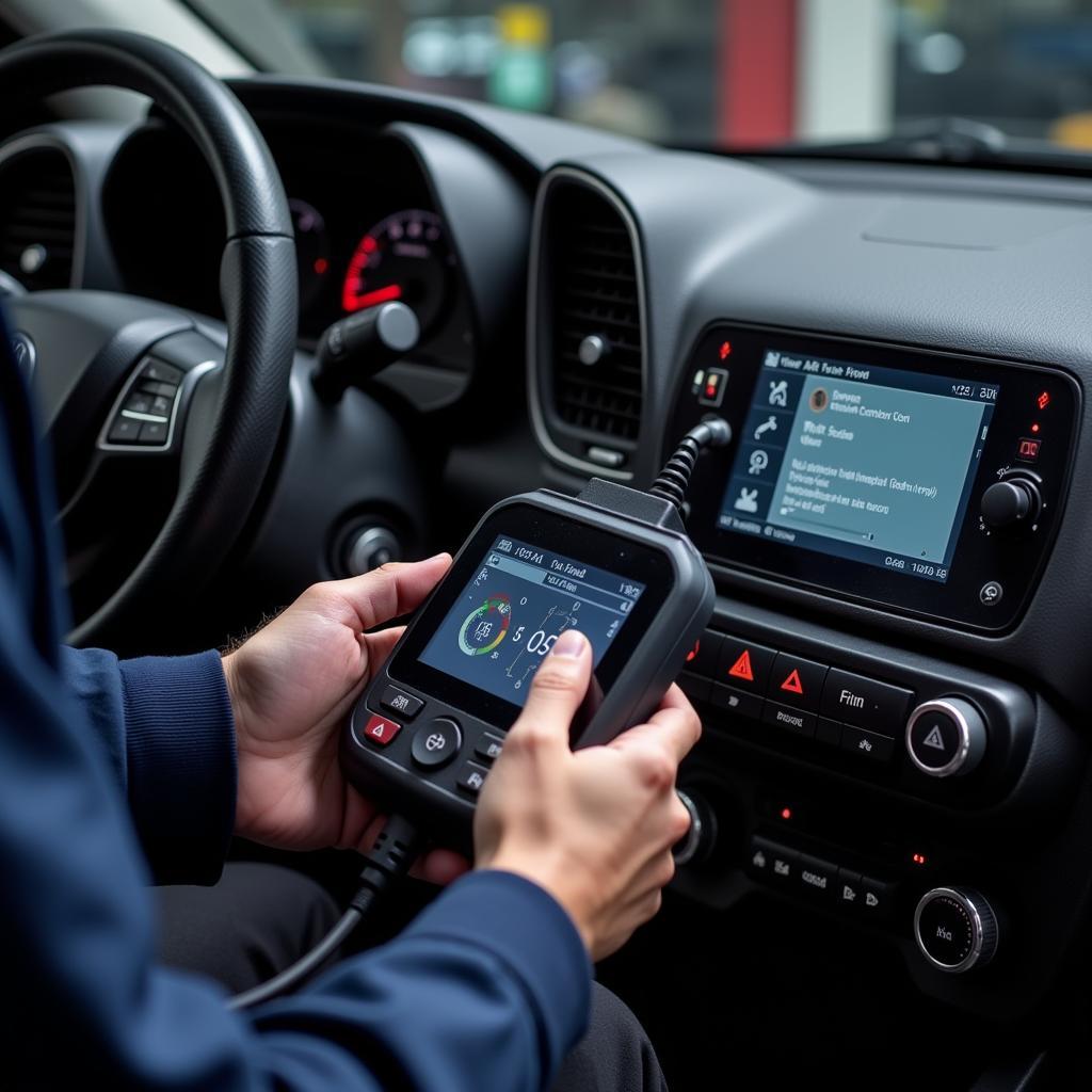 Mechanic Performing Diagnostic Check on a Car