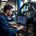 Mechanic Performing a Diagnostic Test