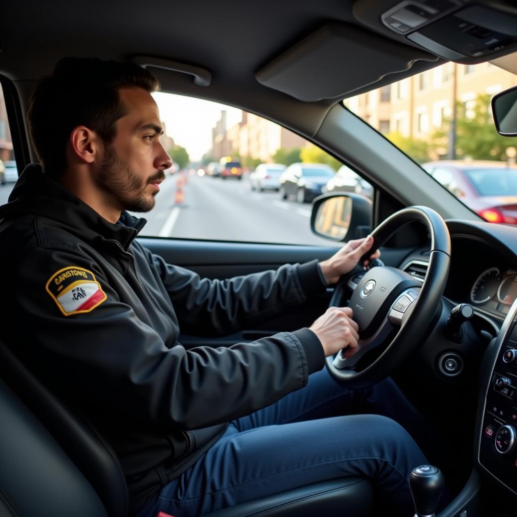 A Car Service Driver on the Road