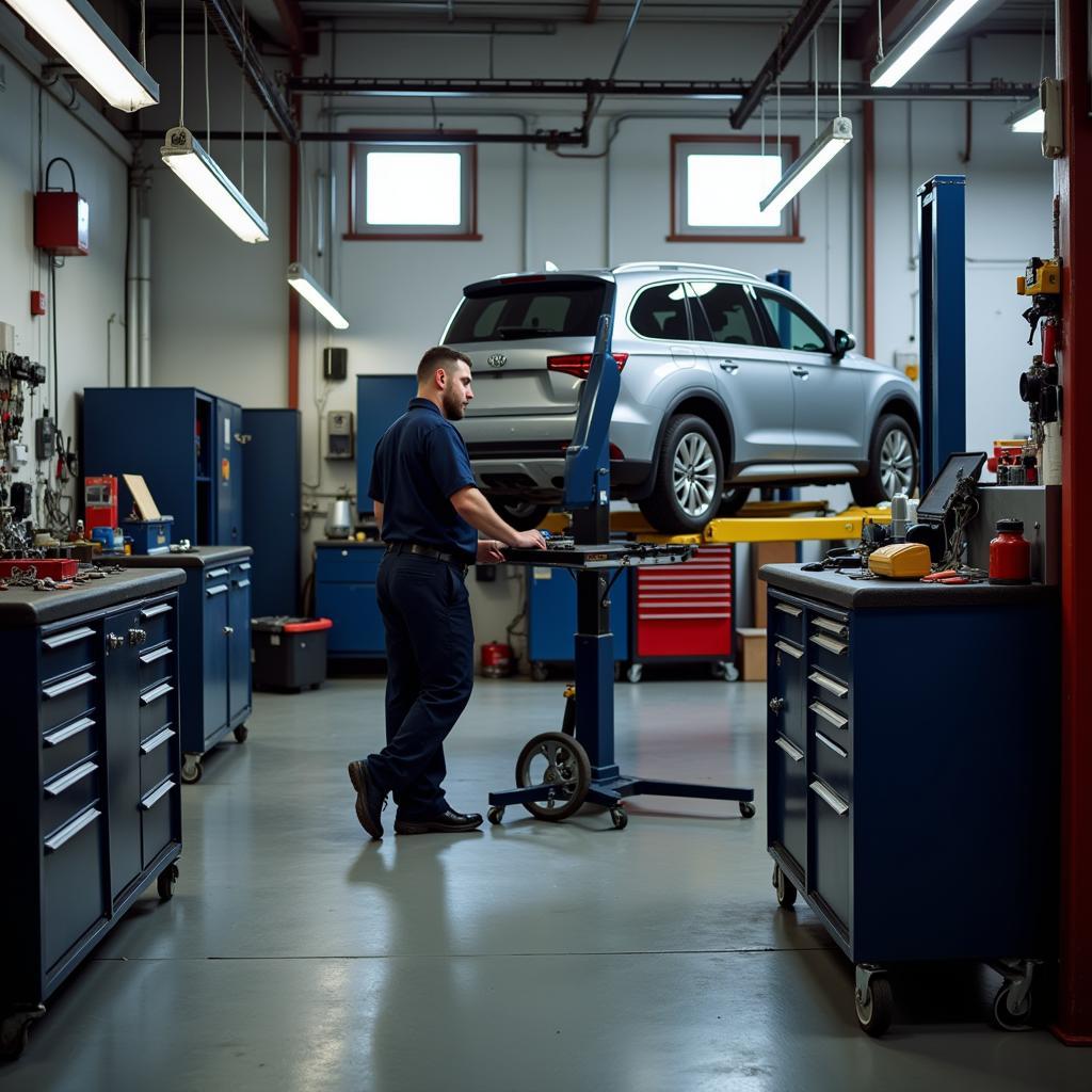 Mechanic working on a car in a garage in Drumcondra