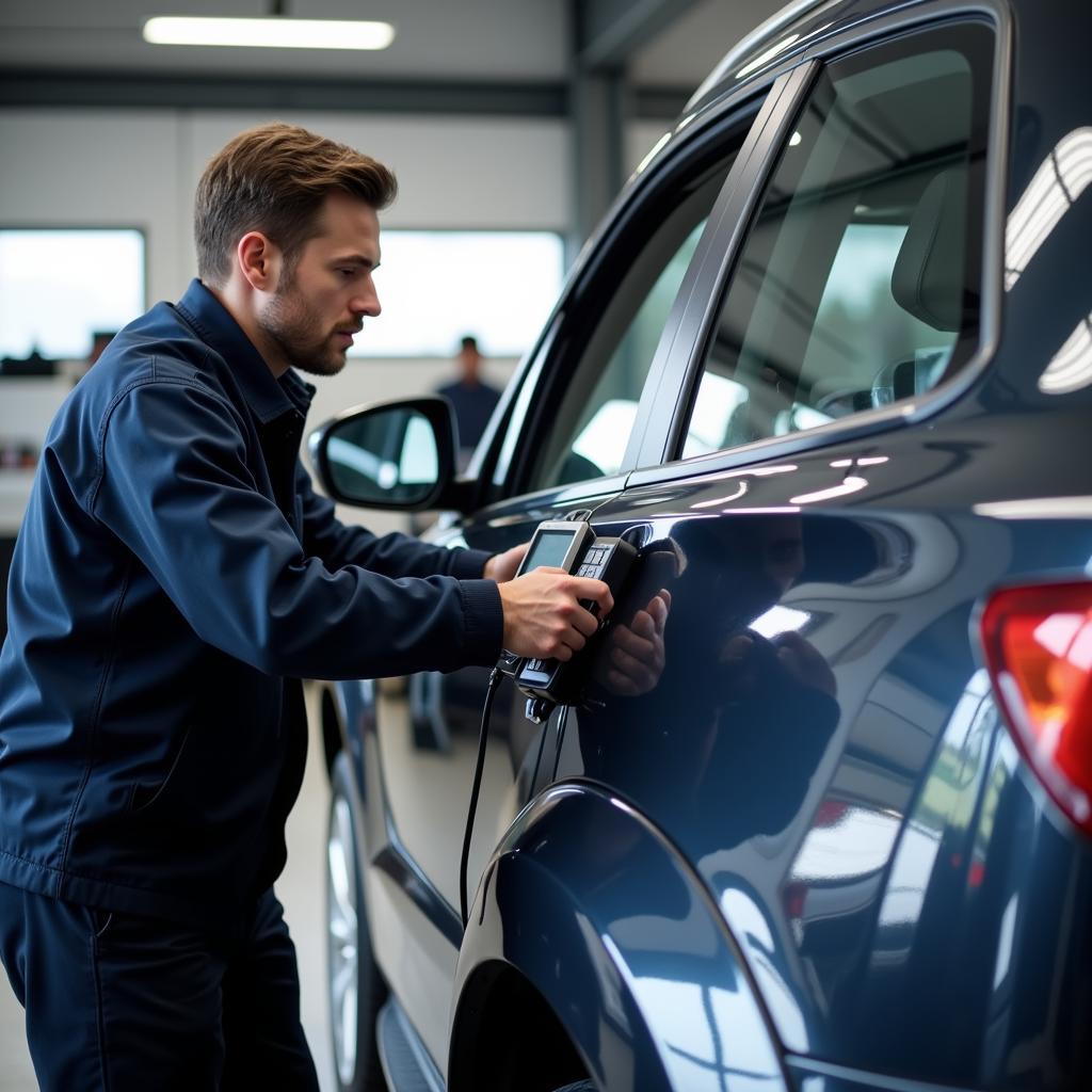 Car service technician working on a car in Dublin 6