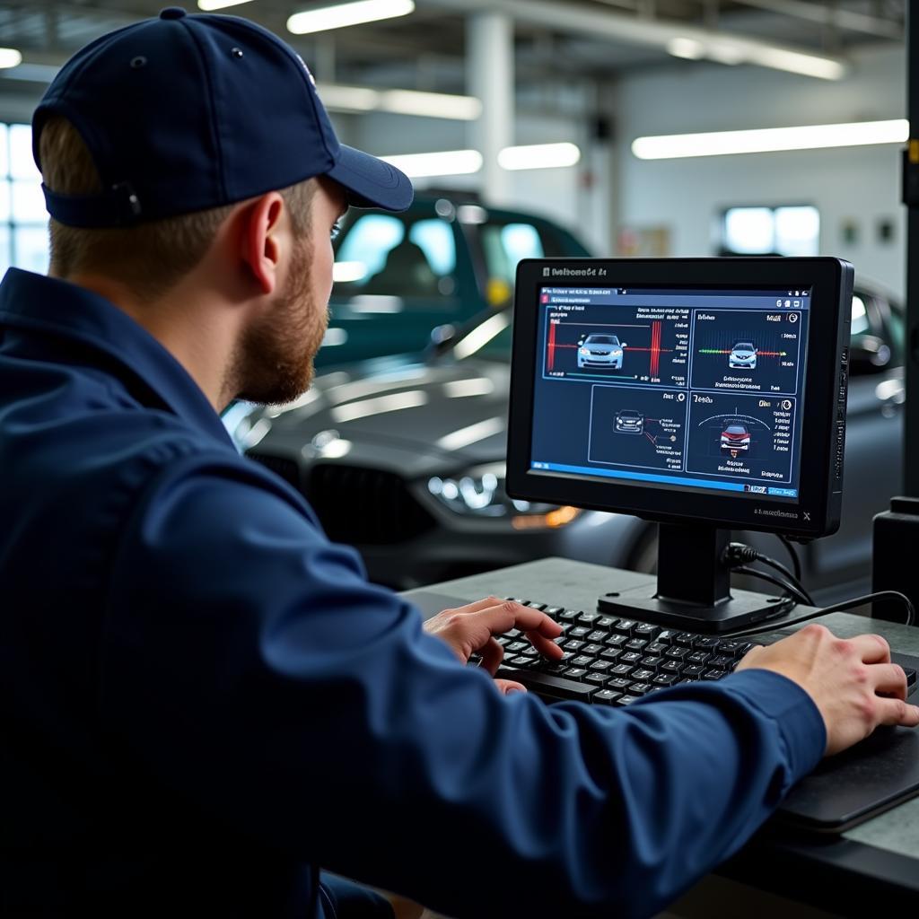 Technician Using Diagnostic Tools in Enfield