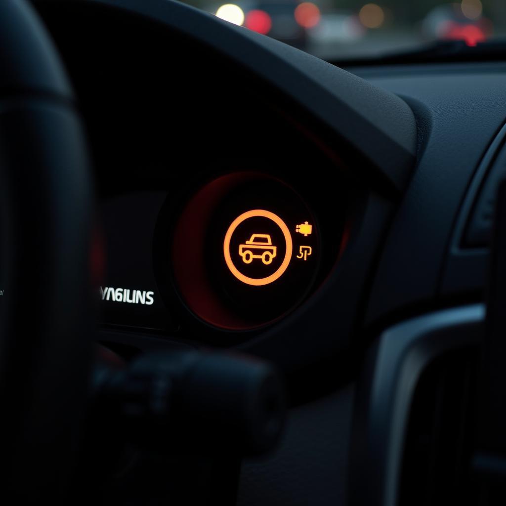 Car Service Engine Soon Light Illuminating on Dashboard