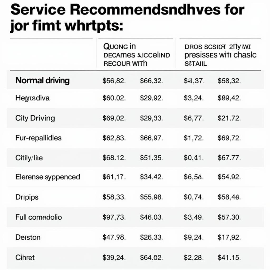 Car Service Frequency Chart