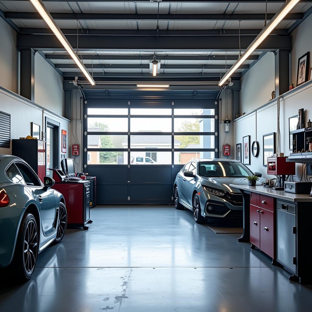 Modern and Clean Car Service Garage Interior in Harlow