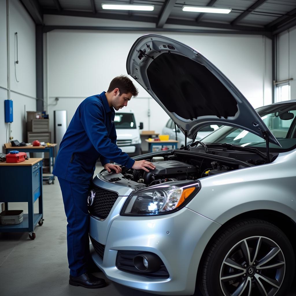 Mechanic Inspecting Car in a Hatfield Garage