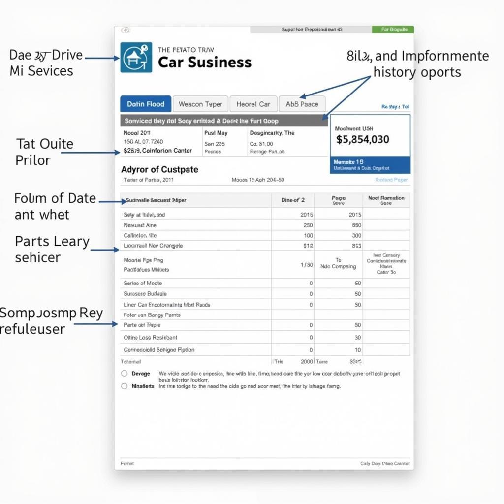 Example of a Car Service History Report