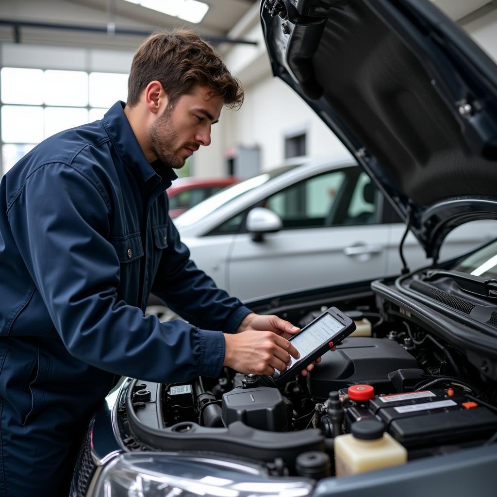 Mechanic Inspecting a Car in Hobart