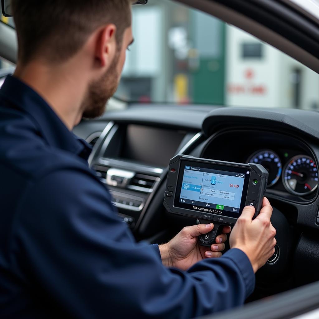 Mechanic Performing Diagnostics on a Car in Holmer Green