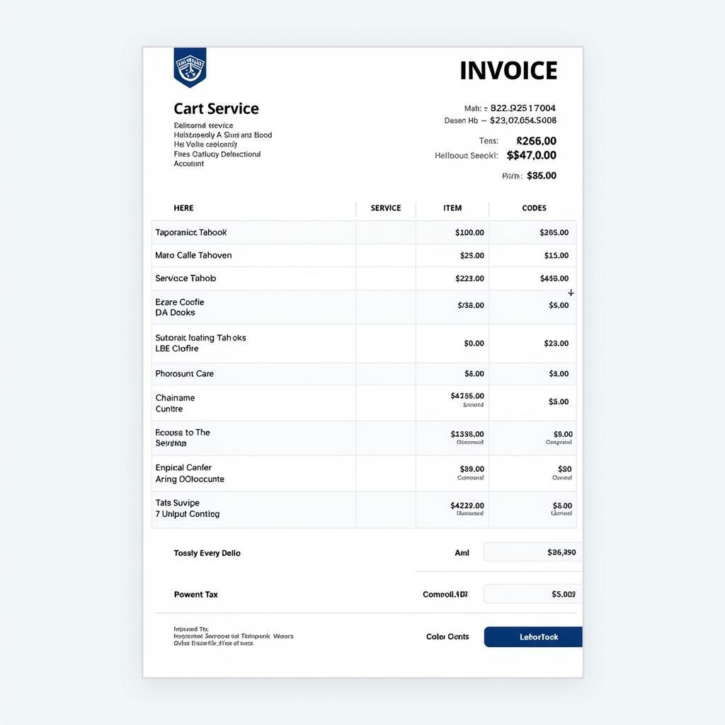 Car Service Invoice with HSN Code