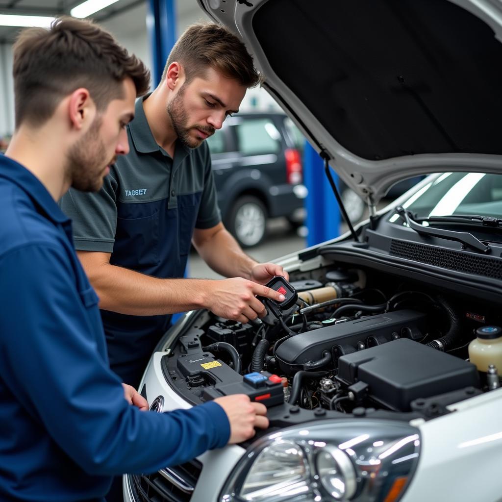 Car Service Inspection by Mechanic