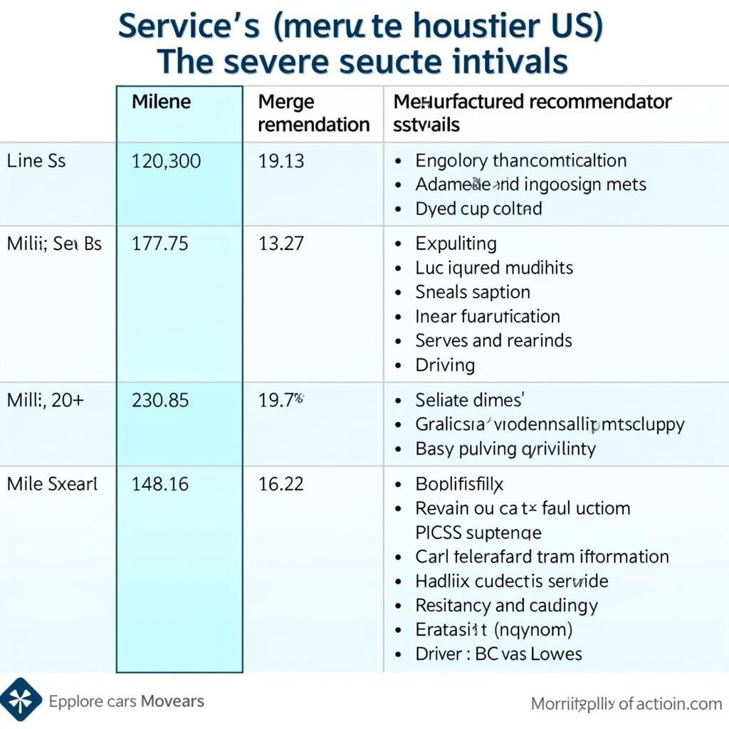 Car Service Intervals Chart