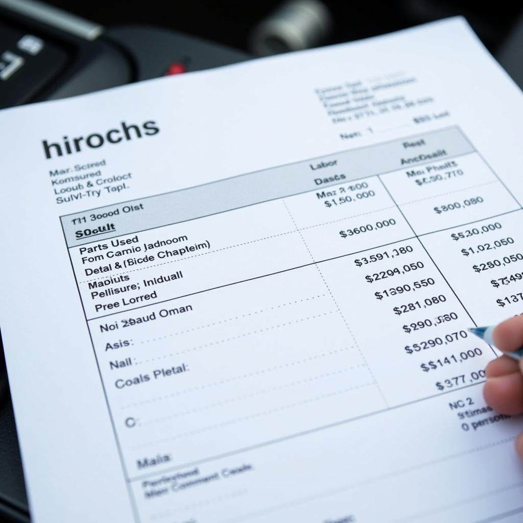 Detailed Car Service Invoice