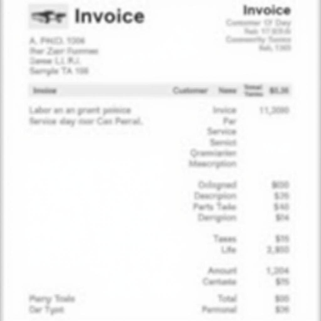 Essential elements of a car service invoice