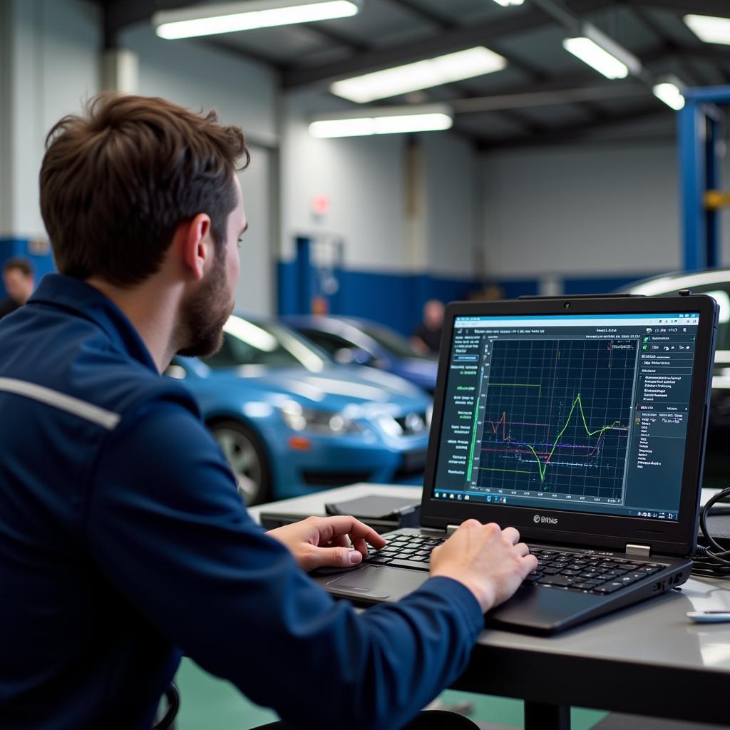 Mechanic Performing Diagnostic Test in Kidlington