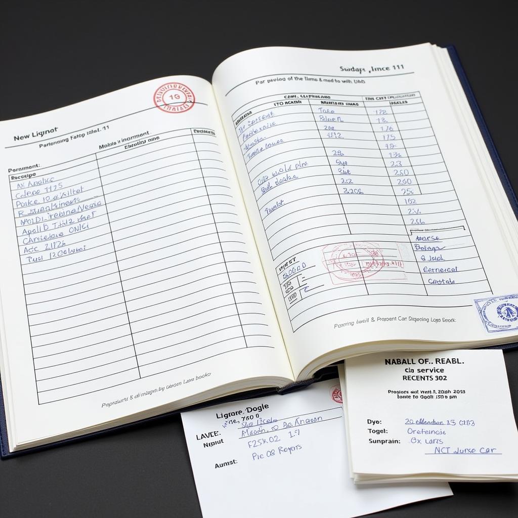 Car service logbook and receipts