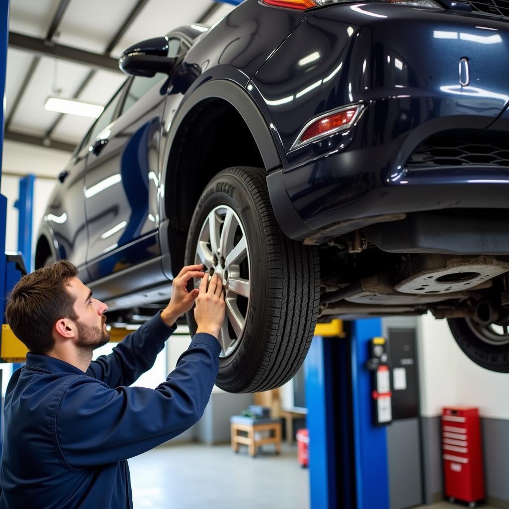 Car Undergoing Brake Service in Marshfield MA