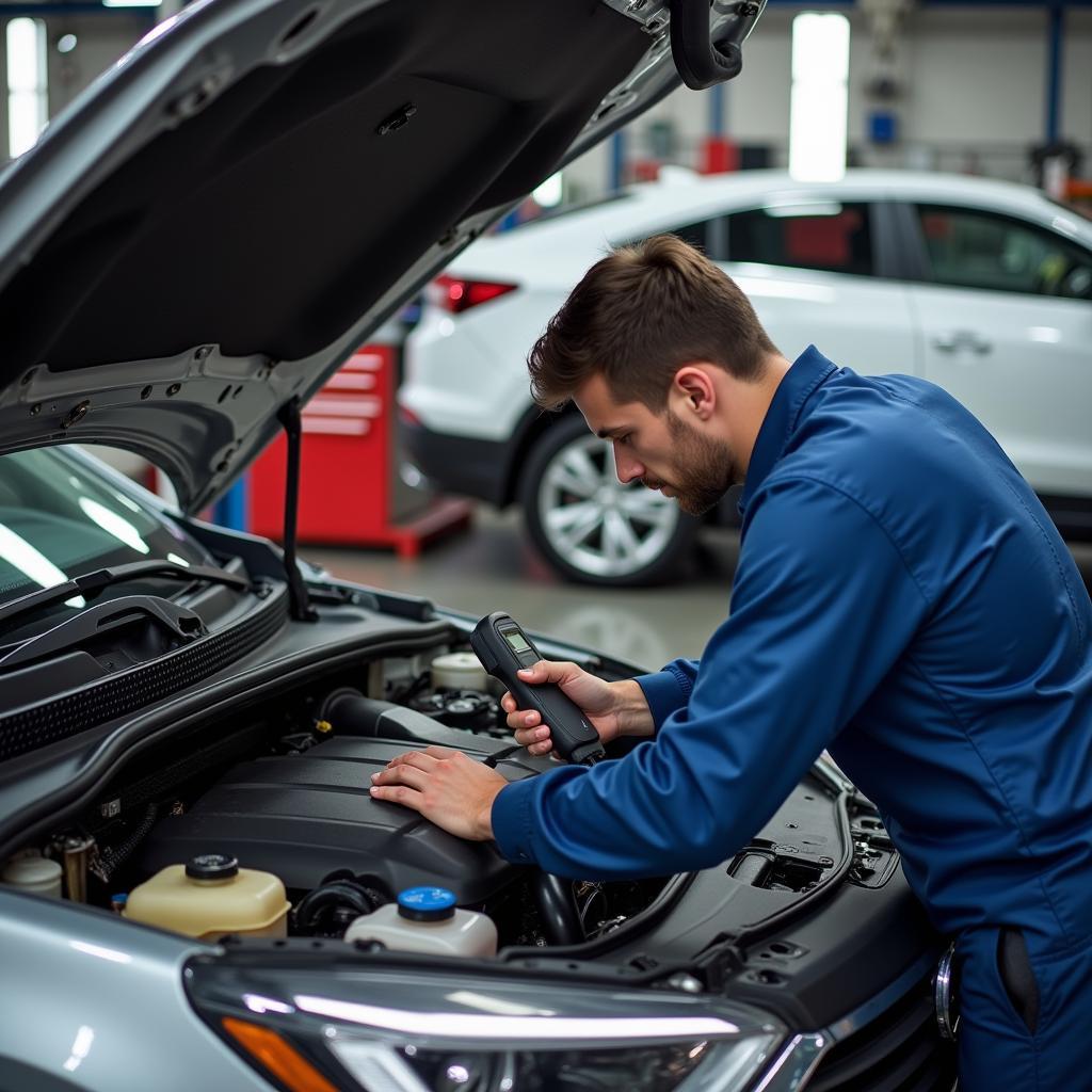 Car service mechanic inspection