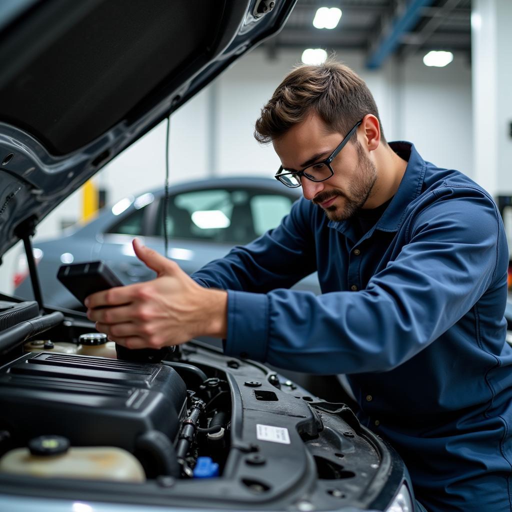 Certified car technician working on a vehicle in Milton Keynes