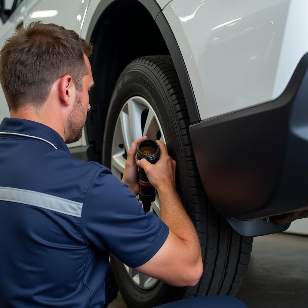 Routine Car Maintenance Being Performed