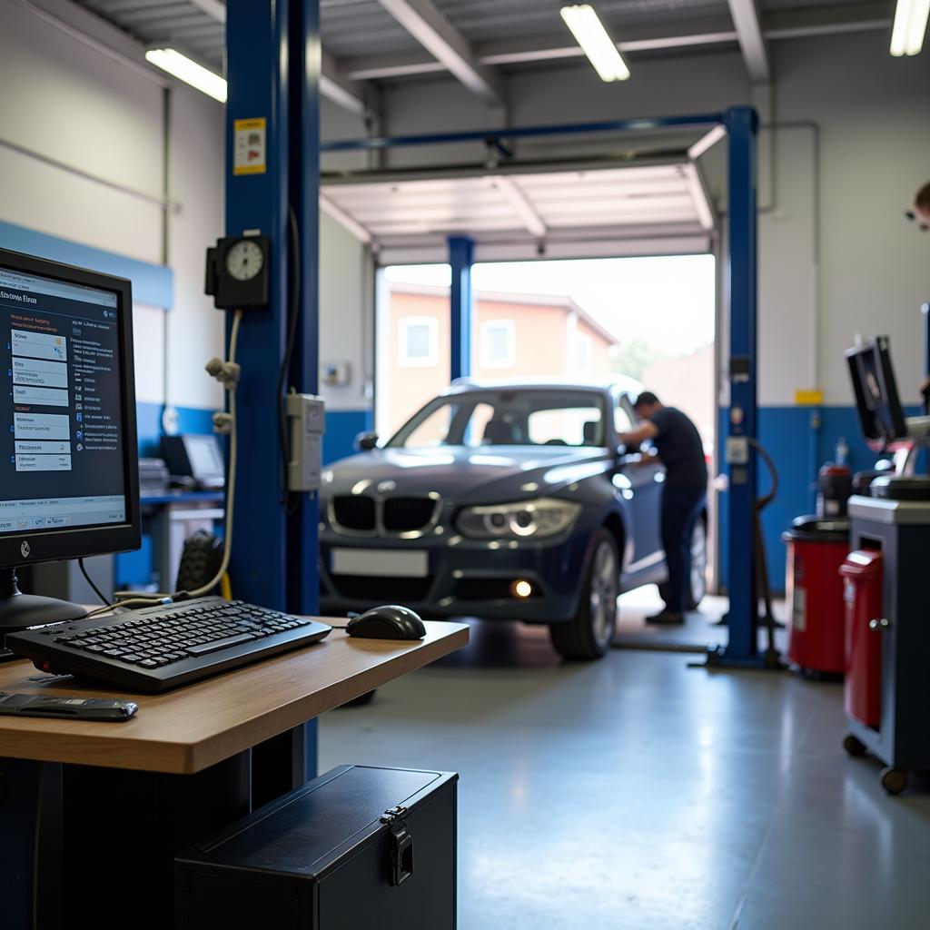 Modern Car Service and MOT Garage Interior in Stafford