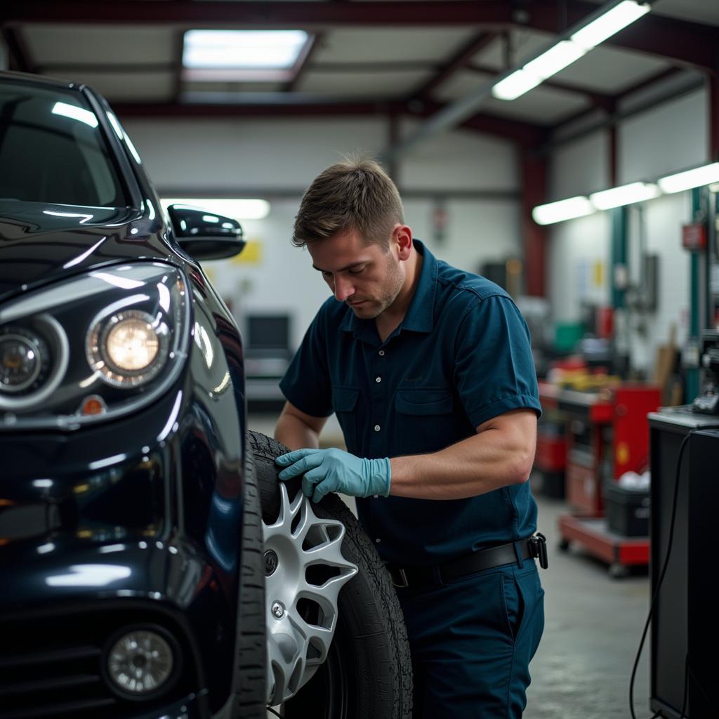 Experienced Mechanic Working on a Car in a Cardiff Garage