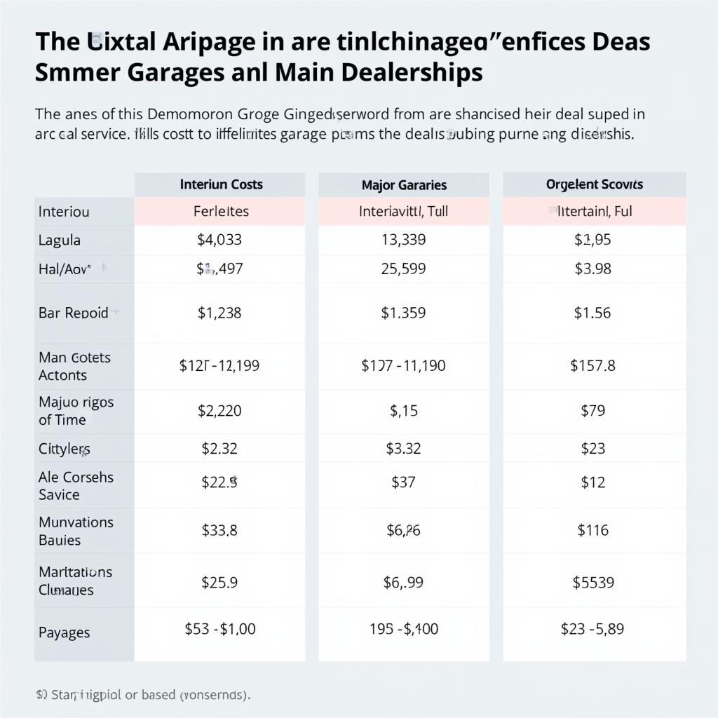 Car Service Price Comparison