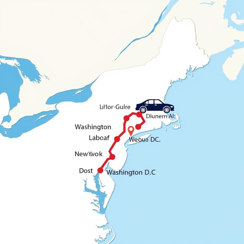 Car Service Route Map New York to Washington DC