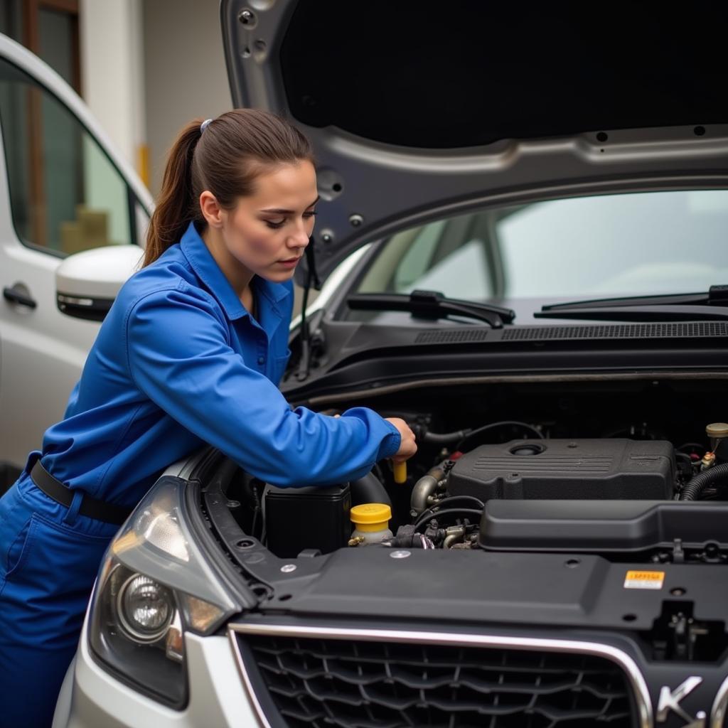 Routine car maintenance oil change