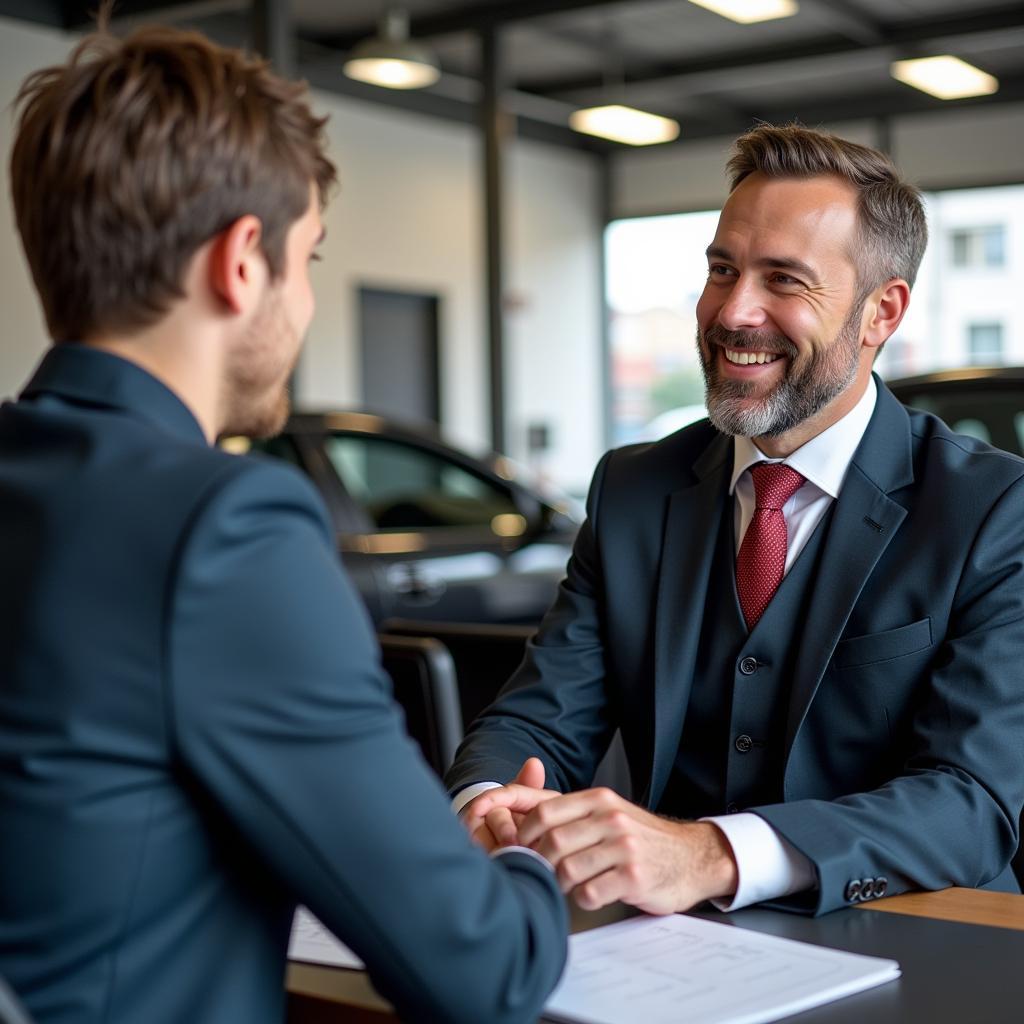 Happy Customer Receiving Car Service in Rugby